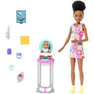Barbie Skipper Babysitters Dolls Playset with Baby, High Chair & Mealtime  Items
