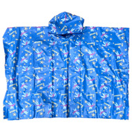 Boys Blue Firefly Snap Side Rain Jacket Poncho With Hood One Size Fits Most