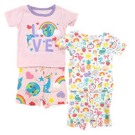 Infant Girls Pink & Purple Rainbow Earth Pajamas 4 Pc Sleep Set 3-6 Mo
