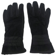 Womens Black Suede Leather Gloves Fleece Lined