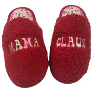 Dearfoams Cozy Comfort Womens Red Sherpa Mama Claus Holiday Slippers