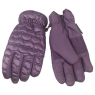 Girls Purple Qulited Heart Print Performance Ski & Snow Winter Gloves