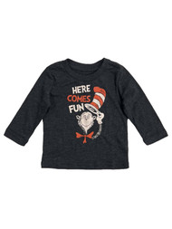 Dr. Seuss Cat In The Hat Infant Boys Here Comes Fun Charcoal Gray Shirt