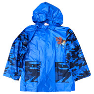 Boys Blue Camo Go Diego Go Rain Jacket Snap Front Coat