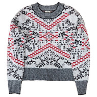 A.N.A Womens  White, Red & Black Semi-Cropped Thick Pull-Over Sweater