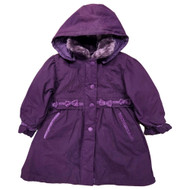 Outbrook Girls Purple Padded Dress Coat With Bows & Detachable Hood