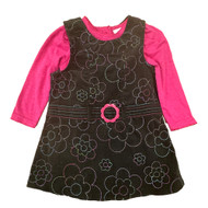 Youngland Infant & Toddler Girls 2 PC Black Dress With Embroidered Flowers