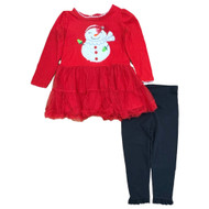 Nannette Toddler Girls Christmas Snowman Red Tutu 2pc Leggings Outfit