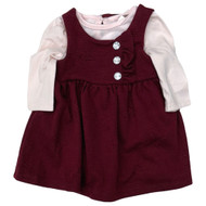 Nannette Baby Girls 2 PC Burgundy Dress With Pink Bodysuit 0-3 Months M