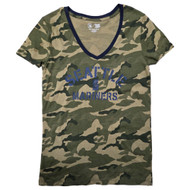 Womens Green Camo Seattle Mariners Baseball V-Neck Tee Shirt T-Shirt