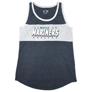 Womens Blue & White Seattle Mariners Baseball Sleeveless Tank Top Shirt
