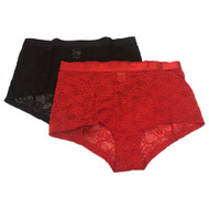 Parade Womens 2 Pack Boyshorts Red & Black Lace Mesh Panties Underwear