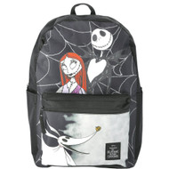 Disney Nightmare Before Christmas Jack & Sally Unisex 17" Laptop Backpack & Hood