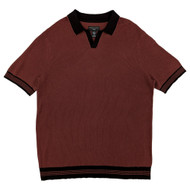 Shaquille O'Neal XLG Big & Tall Mens Fudge Black Texture Johnny Polo Shirt