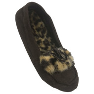 Isotoner Woodlands Womens Brown Leopard Print Slippers Loafers