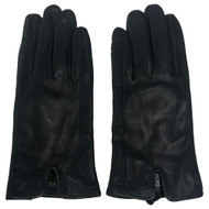 Womens Sleek Black Leather Gloves Lightweight Insulation