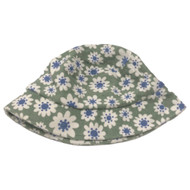 Toddler Girls Green Floral Daisy Print Terry Bucket Hat Sun Cap