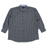 Shaquille O'Neal XLG Big Fit Mens Navy Brown Floral Shirt