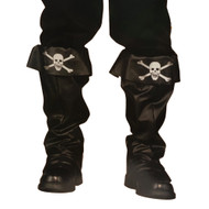 Black Pirate Boot Covers Skull & Crossbones Halloween Costume Accessory