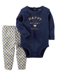 Carters Infant Girls Happy With Mommy & Daddy Baby Outfit Bodysuit & Leggings