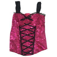 Womens Adult Halloween Costume Flirty Pink Sequin Top Bustier Corset