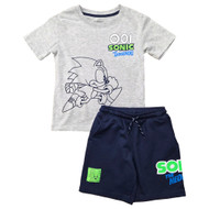 Sonic The Hedgehog Boys Short Sleeve Gray T-Shirt & Navy Blue Shorts Set