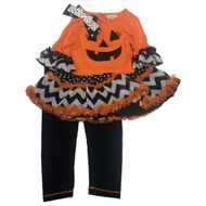 Infant & Toddler Girls Ruffled Pumpkin Dress & Leggings Set Halloween Outfit