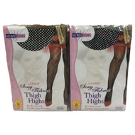 Lot of 2 Pair Womens Adult Black Fishnet Thigh High Stockings Halloween Costume