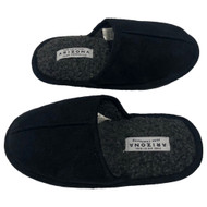 Boys Black Suede Look Sherpa Slippers House Shoes Scuffs