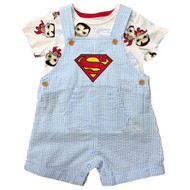 Infant & Toddler Boys White & Blue Superman T-Shirt & Shorts Overalls Outfit