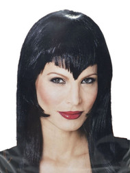 Womens Long Black Vampiress Halloween Wig