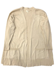 Womens Plus Lightweight Beige Ribbed Open Front Cardigan Sweater