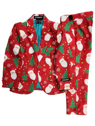 Boys Red Christmas Santa Dress Up Outfit Suit Blazer & Pants Small 4-6