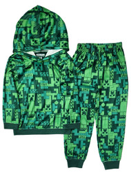 Minecraft Boys Green Creeper Pajamas Long Sleeve, Sleep Pants Set