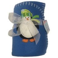 Blue Micro-Fleece Penguin Themed Holiday Baby Blanket 30 by 40 Inch
