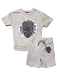 Marvel Boys Gray Black Panther Superhero Outfit Tee Shirt & Shorts Set
