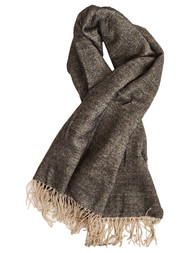 Womens Soft Tan & Black  Fringe Buffalo Plaid Ruana Wrap Blanket Scarf