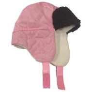 Toddler Girls Plush Sherpa Quilted Pink Heart Winter Trapper Hat