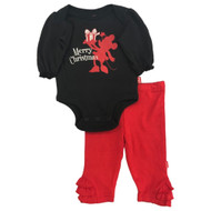 Disney Infant Girls Minnie Mouse Christmas Outfit Bodysuit & Pants Set