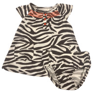 Infant Girls Brown Zebra Stripe Dress Baby Outfit