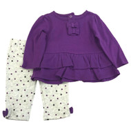 Infant Girls Purple Star Print Baby Outfit Shirt & Pants Set