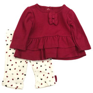 Infant Girls Pink Heart Print Baby Outfit Shirt & Pants Set
