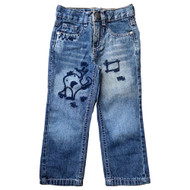 Toddler Boys Blue Distressed Monster Denim Adjustable Waist Jeans Pants