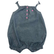 Carters Infant Girls Blue Chambray Baby Romper One Piece Baby Outfit