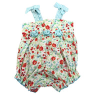 Infant Girls Red & Blue Floral Rose Print Romper One Piece Baby Outfit 3 Months