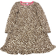 Girls Plush Brown Leopard Print Fleece Nightgown