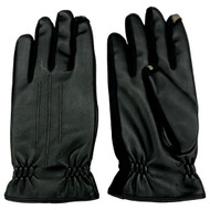 Isotoner Mens Black Leather Look Smartouch Touchscreen Gloves Plush Lined Large
