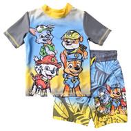 Toddler Boys Blue & Yellow Paw Patrol Rash Guard Top & Swim Trunks Set 4T