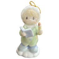 Precious Moments Porcelain Boy With Candle Christmas Holiday Ornament