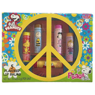 Peanuts Peace Sign 5 Piece Lip Balm Set for Kids, Fun Flavors